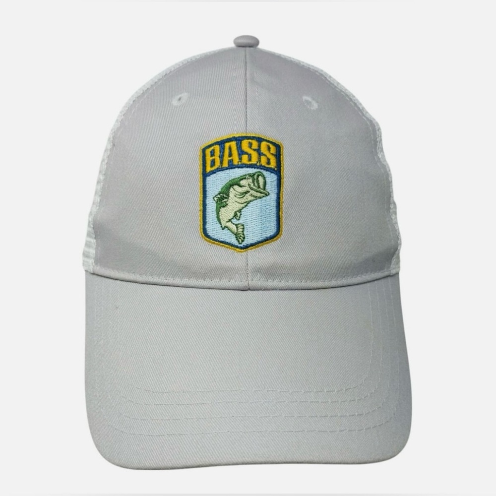 Bass Strapback Mesh Back Trucker Hat Gray One Size Embroidered‎ Member New